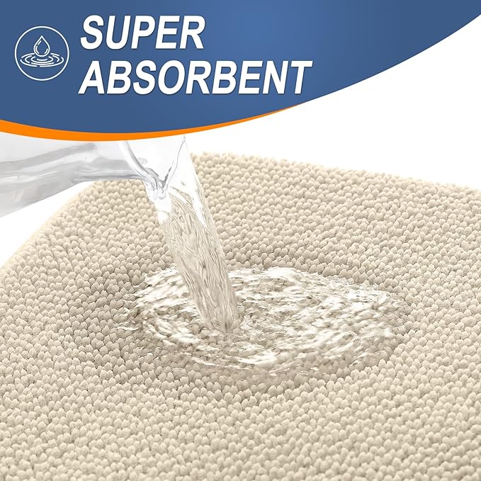 OLANLY Thick Memory Foam Bathroom Rugs 30x20, Soft Absorbent Bath Mat, Sand | Quick Dry Bath Rugs, Non-Slip Carpet, Machine Washable Mats for Bathroom Floor, Tub and Shower, Home Decor Accessories
