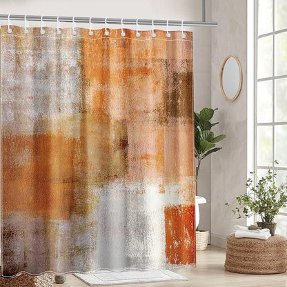 Mocsicka Abstract Shower Curtain Grey Abstract Art Painting Shower Curtain Bathroom Bathtub Curtain 72x72 Inch with 12 Hooks (Orange)