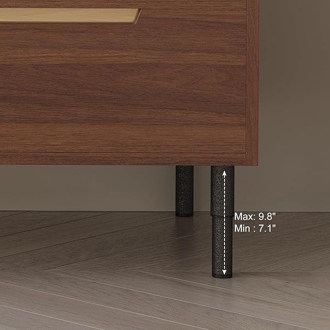 36 inch Bathroom Vanity with Sink and Countertop, Modern Freestanding Bathroom Vanity Cabinet with Oval Ceramic Vessel Sink, 4 Soft Closing Drawers, Adjustable Metal Legs, 2-in-1 Installation, Walnut