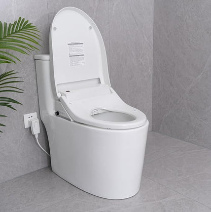 Bidet Seat with Warm Water and Dryer - Electrically Heated Elongated Toilet Seat with Adjustable Temperature, Gentle Closing, and Night Light