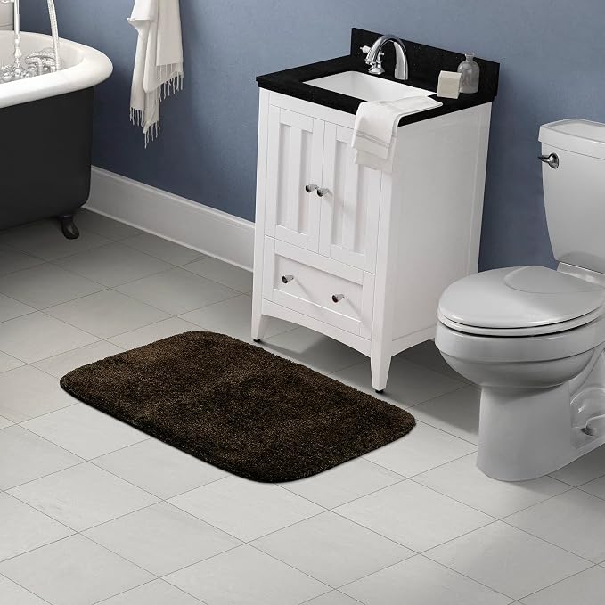 Garland Rug Traditional Nylon Washable Chocolate 24" X 40" Bath Rug - Soft, Absorbent, And Stylish for Your Bathroom