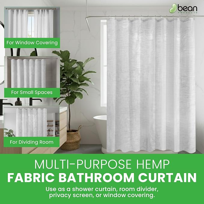 Bean Products White Hemp Bathtub Shower Curtain Liner - 70x74