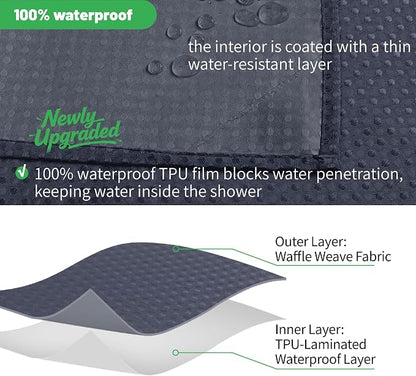 eachope No Hook Waffle Shower Curtain, No Liner Needed,71x74 Inch,Navy Blue | 100% waterproof TPU-laminated backing, magnetic weighted hem, machine washable, shower curtain set for bathroom or hotel use