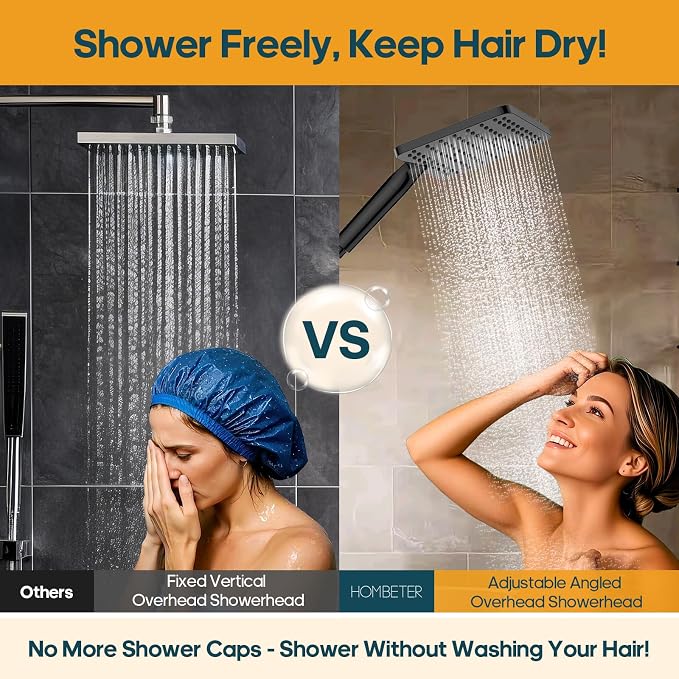 Filtered Shower Head with Handheld Combo High Pressure Shower Head with Filters 10 Inch Rain Shower Head Height Adjustable Dual Water Softener Shower Head for Hard Water - Removes Chlorine