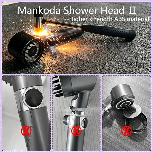 Ion High Pressure Filtered Shower Head with Handheld & Hose for Hard Water | 12 Filters Water Softener for Dry Skin & Hair, 4 Spray Modes, Pause Switch, Scalp Massager, 75" Hose, 2 Bracket | Kids & Pets