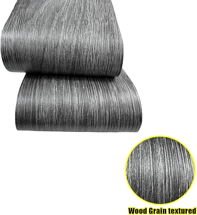 Teemall 10M Black Wood Grain Removable PVC Waterproof Border Wall Decor Removable Self Adhesive Kitchen Bathroom Tiles Sticker Wallpaper 4.2x390 (Dark Gray, 4" x 390")