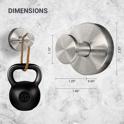 Suction Cup Hooks for Shower - 4 Pack, Matte Chrome - Stainless Steel, Strong Suction, No Drill, Removable Hanger, Tile Bathroom Kitchen Wall, Glass Door, Mirror Hook Hanging Robe, Towel Holder
