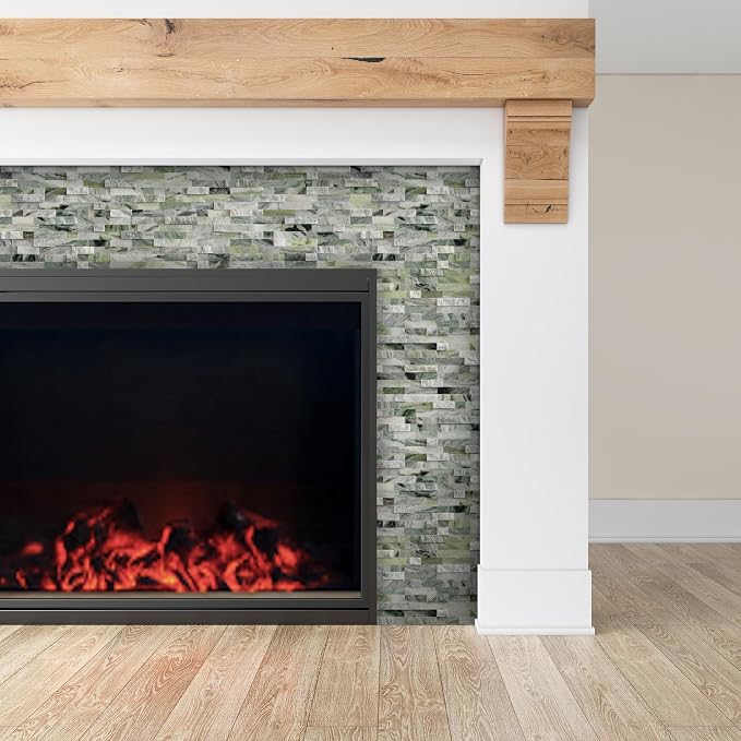 SUNWINGS 5-Sheet Peel and Stick Mosaic Natural 3D Stone Self Adhesive Marble Tiles, 11.5" x 10.7" Stick on Backsplash for Kitchen Bathroom Fireplace Vanity, Emerald Green