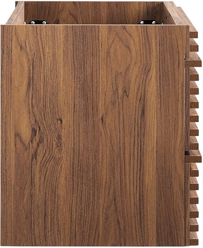 Modway Render 36" Wall-Mount Bathroom Vanity Cabinet in Walnut - Sink Basin Not Included