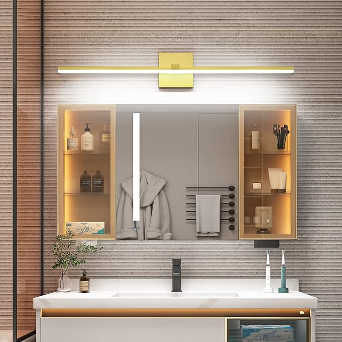 LED Vanity Light Gold Modern 30 inch Bathroom Lighting Fixtures Over Mirror Dimmable Bath Wall Lights Bar