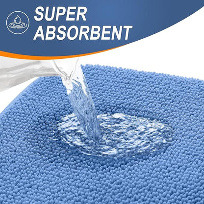 OLANLY Memory Foam Bathroom Toilet Rugs U-Shaped 24x20, Cornflower Blue | Soft Quick Dry Bath Rugs, Non-Slip, Machine Washable Absorbent Mat for Bathroom Floor, Tub and Shower, Home Decor Accessories