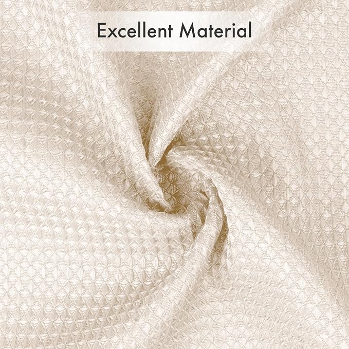 AmazerBath Cream Shower Curtain Waffle Textured, Beige Shower Curtain Fabric Thick Heavy Duty 240GSM Hotel Quality Bathroom Shower Curtains, 72 x 78 Inches