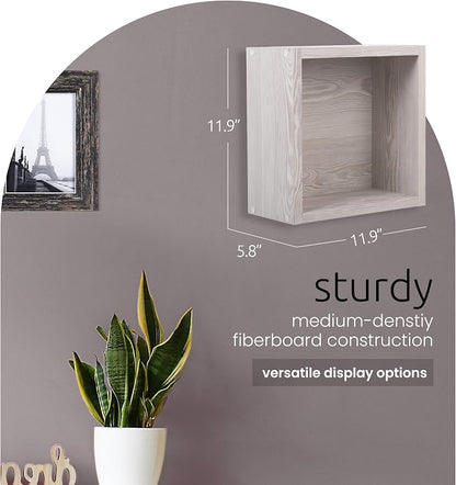 Kiera Grace Cubbi Floating Shelves, Modern Wall Mounted Shelves for Bedroom, Bathroom, Kitchen, Office,11.8", Grey, 1Pack