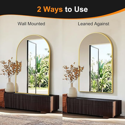 Arched Bathroom Mirror, Gold, 50"x30"