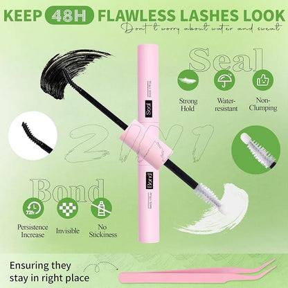 Natural Lash Clusters Kit Wispy Eyelash Clusters 10-16MM DIY Lash Extension Kit Natural Look C-Curly Individual Lashes Cluster Eyelash Extension Kit with Lash Bond & Seal & Tweezers by WTVANE