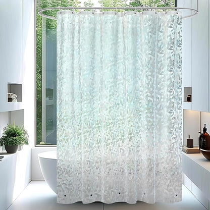 AooHome 72x72 Shower Curtain Liner - EVA 3D Decals Stained Glass Pattern Design Standard Bathroom Shower Curtain with Hooks, 5 Bottom Magnets, Heavy Duty, Water Repellent, Semi Transparent, 72x72 Inch