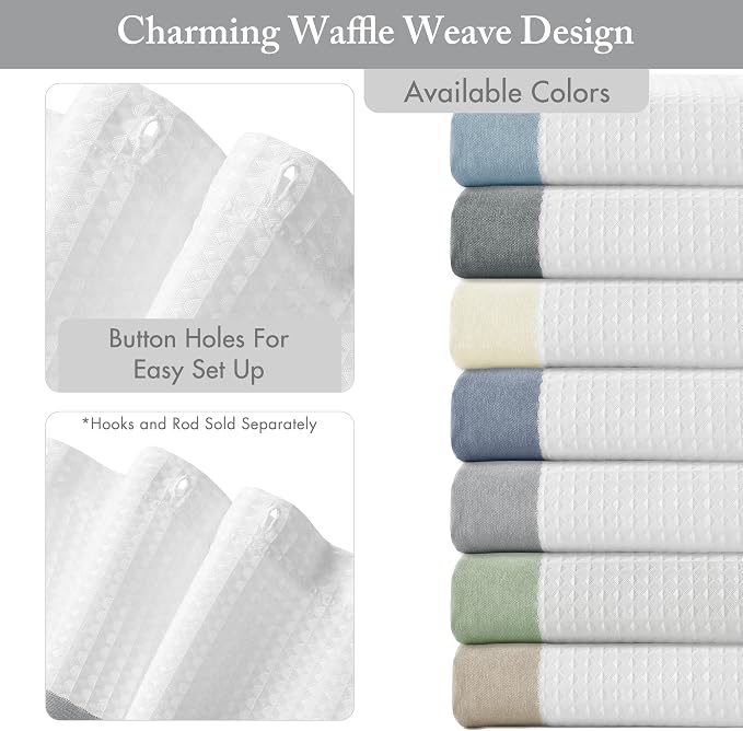 Madison Park Spa Waffle Shower Curtain for Bathroom, 72 x 72, Grey | Striped, Pieced Fabric Design, 3M Scotchgard Moisture Management, Hotel Quality, Modern, for Bathroom, OEKO-TEX Certified
