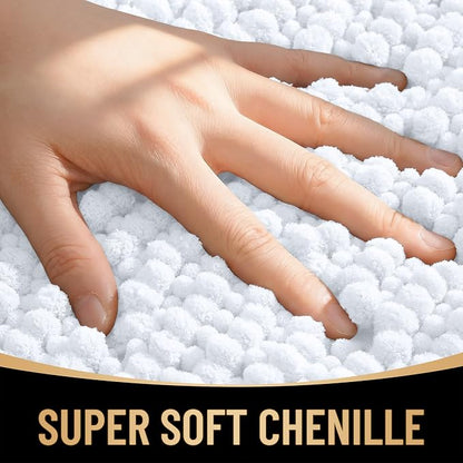 OLANLY Thick Chenille Large Bathroom Rugs 59x35, Absorbent Bath Mat, White | Soft Bath Rugs, Rubber Backing, Machine Wash Dry, Bath Mats for Bathroom, Tub and Shower, Home Decor Accessories