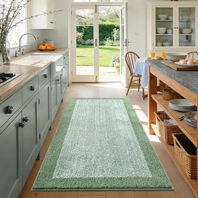 48x32 Large Bathroom Rugs Washable Non Slip, Green Bath Mat for Bathroom Floor Tub, Soft Absorbent Quick Dry Mats for Shower, Bathtub,Home Decor