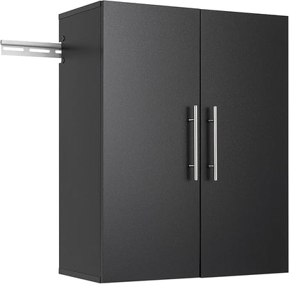 Prepac HangUps 24” Wall Mount Storage Cabinet, Ideal Bathroom, Laundry, Kitchen, Office, Garage Cabinet for Organization and Extra Storage, Attaches to Wall Mounted Rail, 24”W x 30”H, 12”D, Black