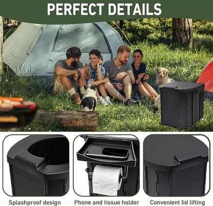 Portable Toilet for Camping, 12.6" H Capacity 450LBS Porta Potty for Adults