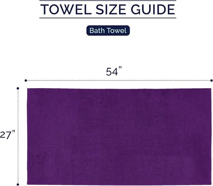 Elegant Comfort Premium Turkish Cotton 2 Pack Bath Towel Set - 27 x 54 inch, Luxurious Hotel Spa Quality 100% Turkish Cotton 2PC Bath Towel Set - Highly Absorbent - Soft Bathroom Towels, Purple