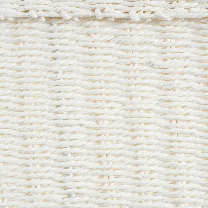 Household Essentials Small Handwoven Paper Rope Wicker Basket with Lid, White (Pack of 6)
