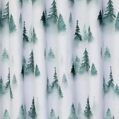 SKL Home Christmas Winter Pines Fabric Shower Curtain, Green