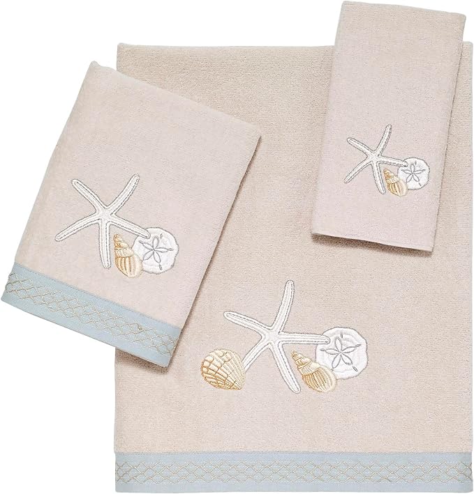 Avanti Linens - Hand Towel, Soft & Absorbent Cotton Towel, Beach Inspired Bathroom Accessories (Seaglass Collection)