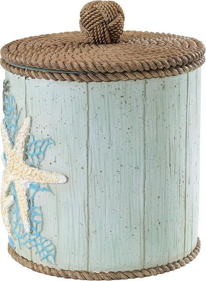 Avanti Linens - Covered Jar, Guest Bathroom Essentials, Coastal Inspired Bathroom Decor (Beachcomber Collection)