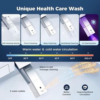 Smart Toilet with Bidet built in, Bidet Toilet with Water Filtration | Nano Self-Cleaning Glaze, Pump assisted, Auto Deodorizer, Blackout Flush, Auto Open/Close/Flush, ADA Comfort Height,MAP1000