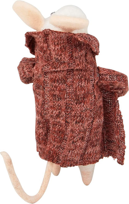 Primitives by Kathy Houserobe Mouse Collectible Felt Critter, 4.75-inch, Wearing Knitted houserobe, Heart Foam Latte Display with Our Other Bathroom Inspired Figures, Everyday Home Accent or Spa Gift