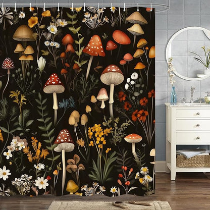 JAWO Rustic Forest Shower Curtain, Lodge Cabin Woodsy RV Wildlife Animals Woodland Campers Camping Bathroom Set with Hooks, 72X84 Inch, Red