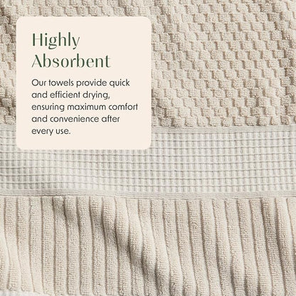 4 Pack 100% Cotton Bath Towels | Beige Towels | Oeko‑TEX Standard 100 | Soft & Absorbent, Quick‑Dry | Trinity Collection - Sand