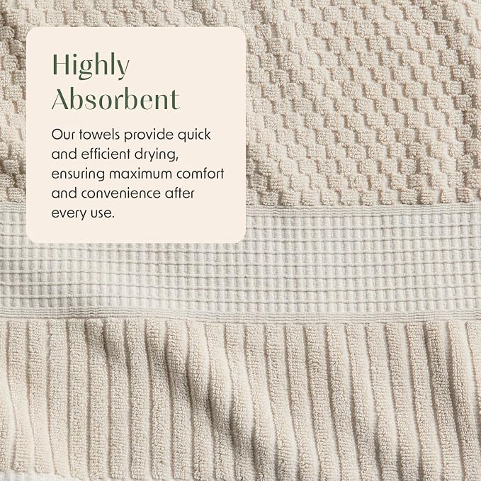 6 Pack 100% Cotton Hand Towels | Beige Towels | Oeko‑TEX Standard 100 | Soft & Absorbent, Quick‑Dry | Trinity Collection - Sand
