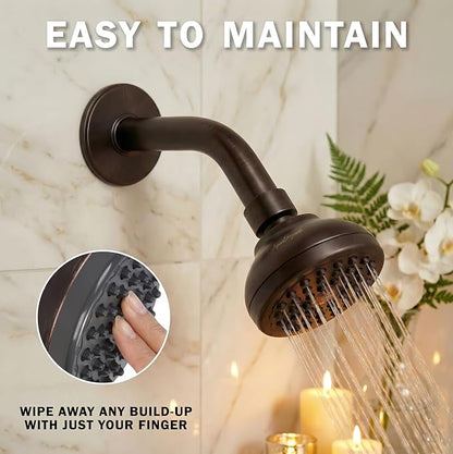 Aqua Elegante Pressure Boosting Shower Head - 1.8 GPM - Oil-Rubbed Bronze | 3 Inch Wall Mount, Water Saving Showerhead, Best For Low Flow Showers With Anti-Clog Nozzles & Adjustable Brass Fitting