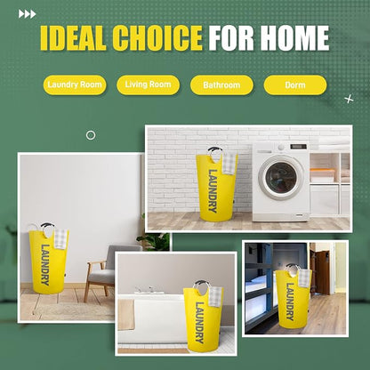 Caroeas 95L Pro Large Laundry Basket (13 Colors), Waterproof Laundry Hamper, Laundry Bag with Padded Handles, Clothes Hamper Stands Up Well, Collapsible Laundry Basket Easy Storage(Yellow)