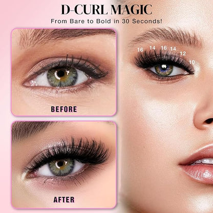 Lash Clusters Kit, DIY Cluster Eyelash Extensions 9‑16mm, 30D+40D+50D, 240pcs, D Curl Natural Volume Lashes with Lash Bond and Seal,Tweezers–Waterproof Fake Cat Eye Wispy Individual Clusters(MIX3-1-S)