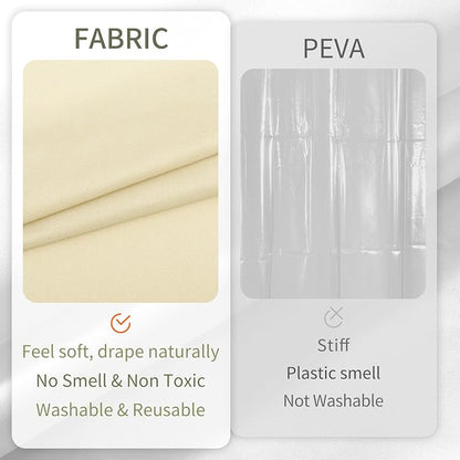 ALYVIA SPRING Extra Long Waterproof Fabric Shower Curtain Liner Cream 72x84 | 3 Magnets, Soft Cloth & Hotel Quality, Machine Washable, Light-Weight, Extra Long Size