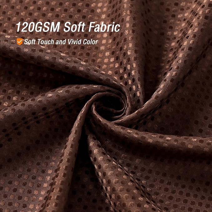 Extra Long Brown Fabric Shower Curtain, 72 x 84 | Tall Cloth-Textured Shower Curtain for Bathroom, Water Repellent, Machine Washable