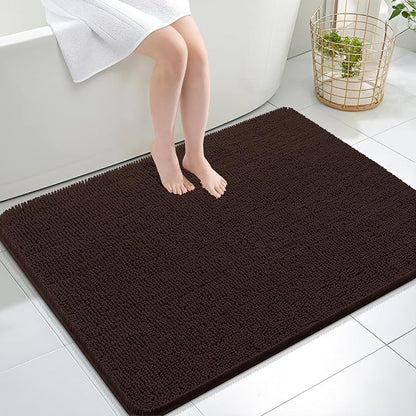 OLANLY Large Bathroom Rugs 40x32, Extra Soft Absorbent Chenille Bath Rugs | Brown, Quick-Drying Rubber Backing, Machine Washable Bath Mat for Bathroom Floor, Tub and Shower, Home Decor Accessories