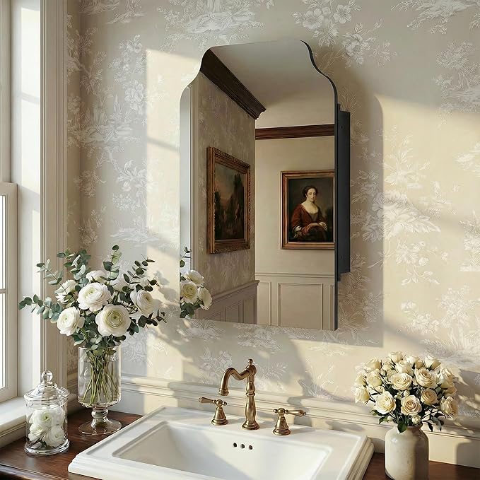 Casaphoria 36" H x 24" W Bathroom Medicine Cabinet with Mirror, Metal Frame Wall Medicine Cabinets Mirrors, Black J