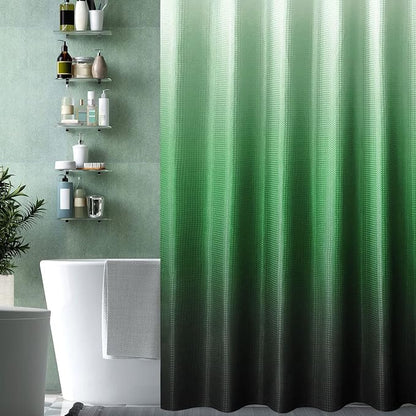 Emerald Green Ombre Fabric Shower Curtain for Bath Decor, 72 x 72 | Emerald Green Gradient Fabric Shower Curtain, Cloth-Textured Bathroom Curtains Shower Set, Water Repellent, Machine Washable