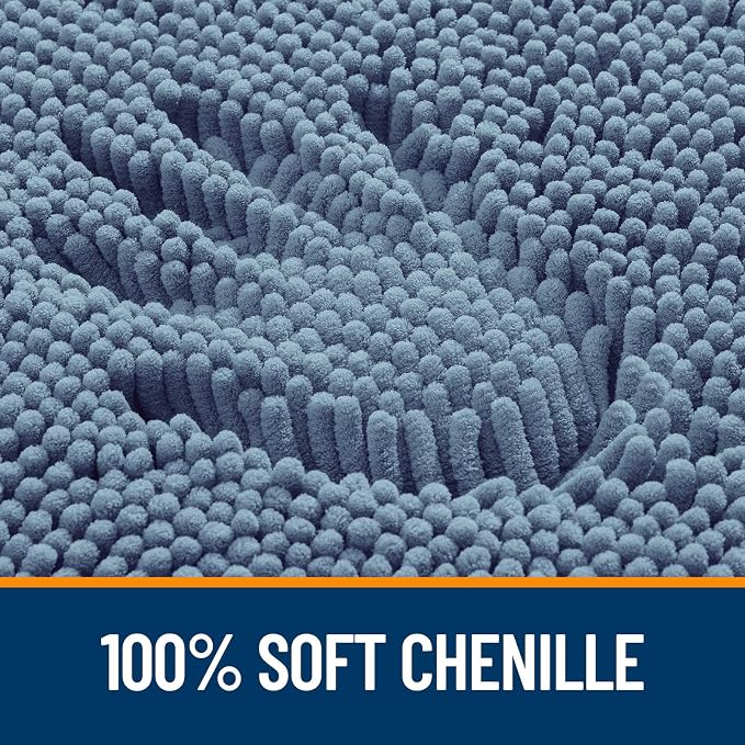 OLANLY Bathroom Runner Rugs 45x27, Extra Soft Absorbent Chenille Bath Rugs | Airy Blue, Quick-Drying Rubber Backing, Washable Long Bath Mat for Bathroom Floor, Tub and Shower, Home Decor Accessories