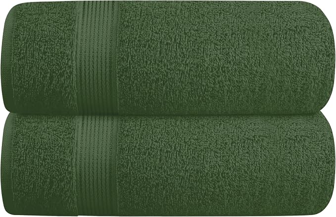 Cotton 2 Pack Oversized Bath Towel Set 28x55 inches, Large Bath Towels, Ultra Absorbant Compact Quickdry & Lightweight Towel, Ideal for Gym Travel Camp Pool - Olive Green