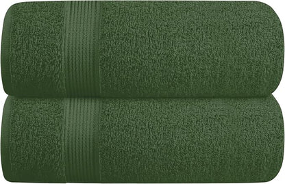 Cotton 2 Pack Oversized Bath Towel Set 28x55 inches, Large Bath Towels, Ultra Absorbant Compact Quickdry & Lightweight Towel, Ideal for Gym Travel Camp Pool - Olive Green