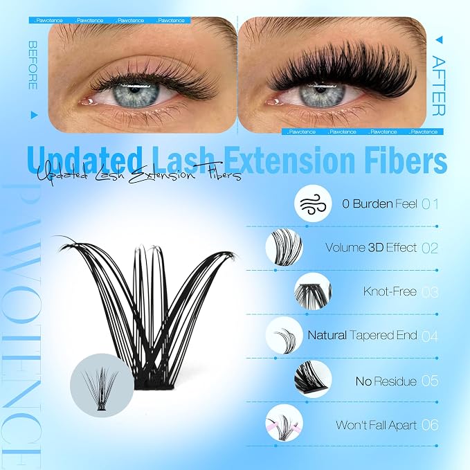 Lash Clusters Kit 40D 60D Lash Extension Kit 10-18mm Cluster Eyelash Extension Kit Individual Lashes 280pcs Eyelash Clusters with Lash Bond and Seal, Lash Tweezers for Self Use