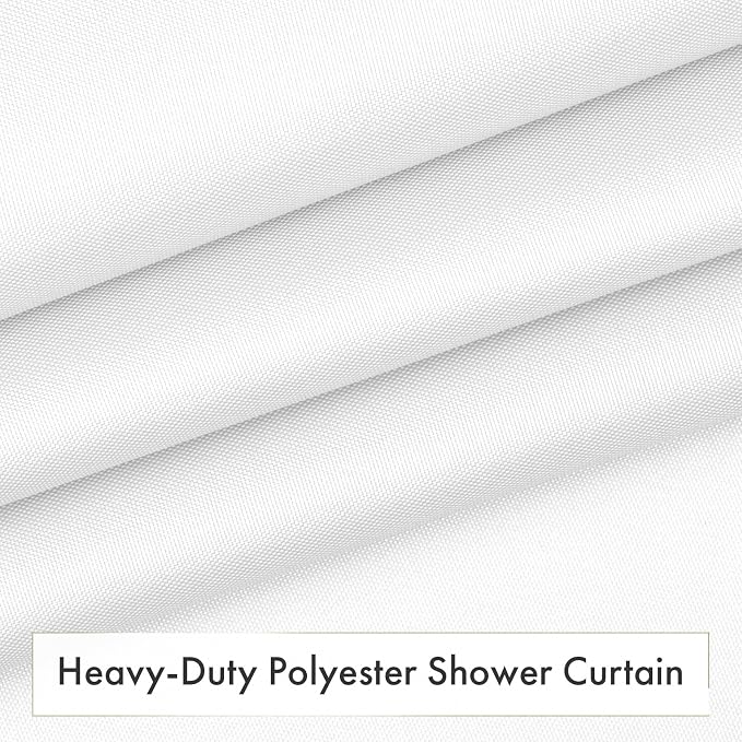 Amazer Small Stall Shower Curtain Liner Washable, 60 x 72 Inches, Fabric Shower Liner with 2 Bottom Stones, Narrow Waterproof RV Shower Curtain Liner, 10 Grommet Holes, Hotel Quality, White