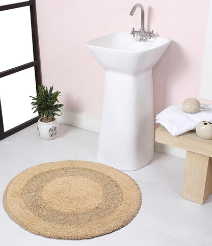 Home Weavers Radiant Collection 100% Cotton Bathroom Rugs Set, Bathroom Décor, Washable Rug, Extra Soft and Absorbent Bath Rug, Kitchen Mat, Bath Mat Set, Bath Floor Mat Non Slip, 30" Round, Linen