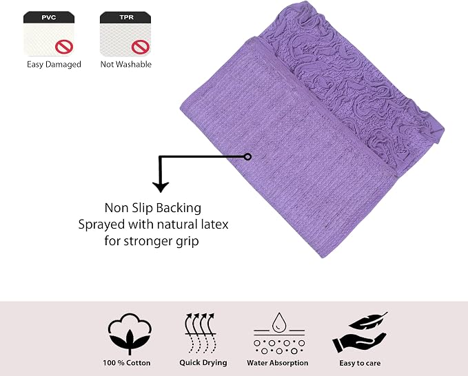 Home Weavers Bell Flower Collection 100% Cotton Tufted Bath Rugs, Extra Soft and Absorbent Bath Rugs, Non-Slip Bath Mats, Machine Washable, Bath Mats for Bathroom Floor and Tub, 30" Round, Purple